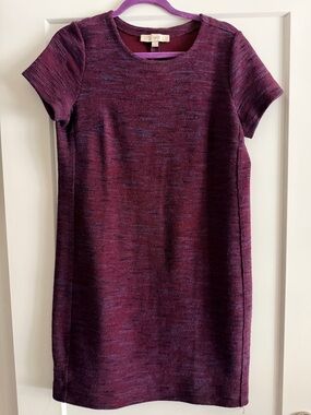 LOFT Purple Wine Textured Midi Dress